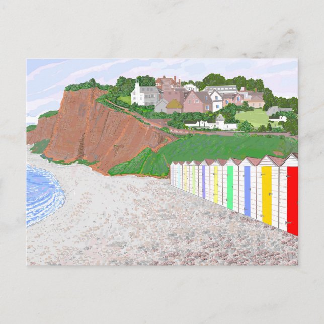 Cabines de plage de Budleigh Salterton Cartes post (Devant)