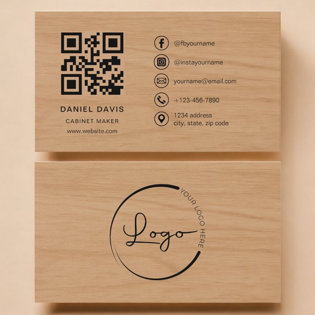 Cabinet Maker Wood Professional QR Code Visitenkarte (Von Creator hochgeladen)