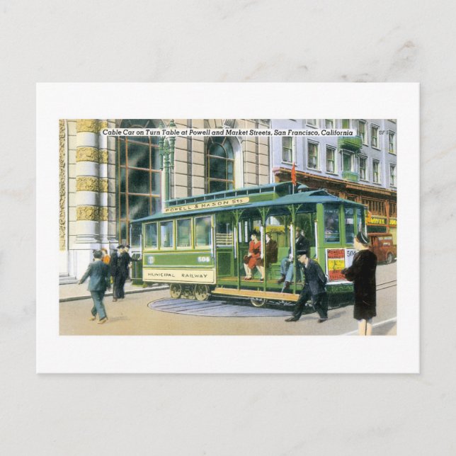 Cable Car, Market Street, SF, CA Postkarte (Vorderseite)
