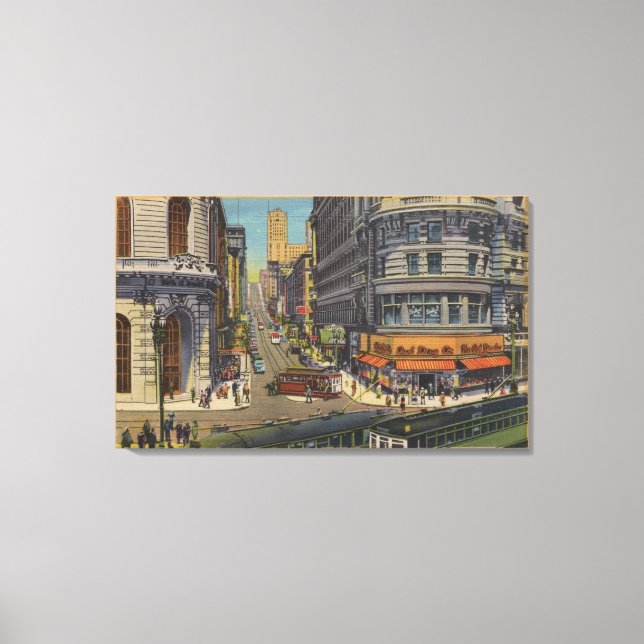 Cable Cars on Market und Powell Street Leinwanddruck (Vorderseite)