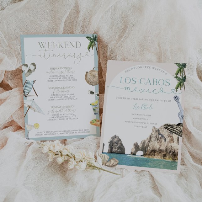 Cabo Mexique Bachelorette Invitation & Itinéraire (Créateur téléchargé)