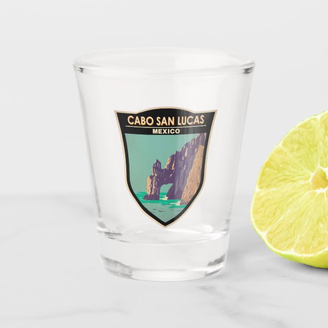 Cabo San Lucas Arch Mexico Retro Distressiver Krei Schnapsglas (Vorderseite)