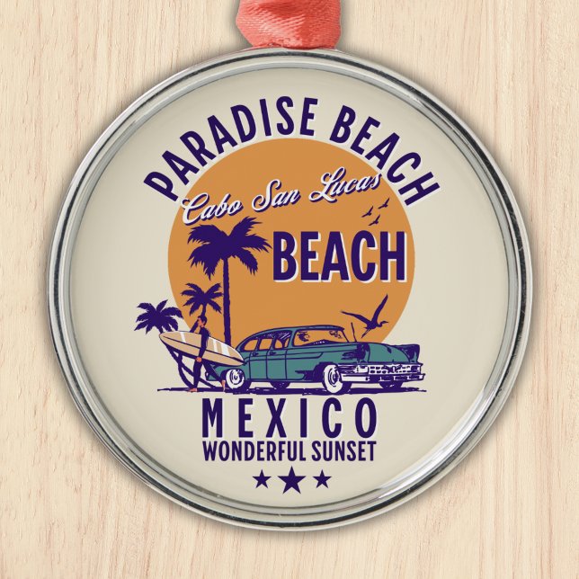 Cabo San Lucas Beach Mexico | Tropical Beach Ornament Aus Metall (Von Creator hochgeladen)