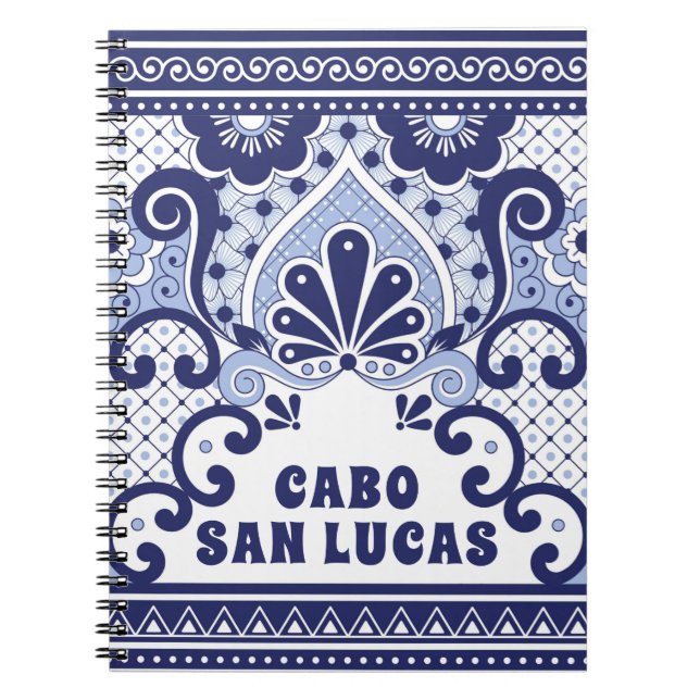 Cabo San Lucas Blue & White Mexican Talavera Tile Notizblock (Vorderseite)