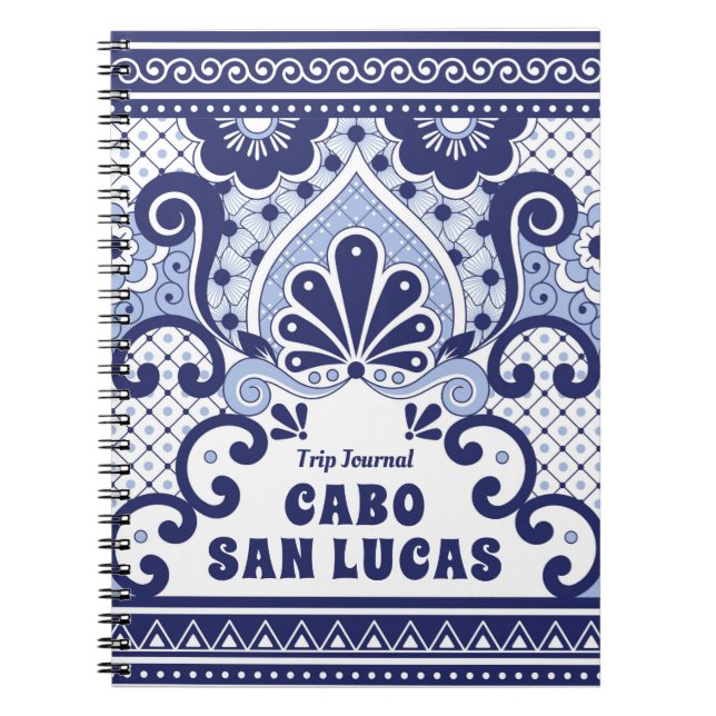 Cabo San Lucas Blue & White Mexican Talavera Tile Notizblock (Vorderseite)