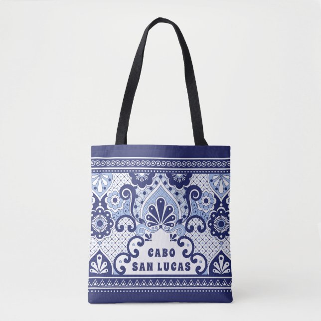 Cabo San Lucas Blue & White Mexican Talavera Tile Tasche (Vorderseite)