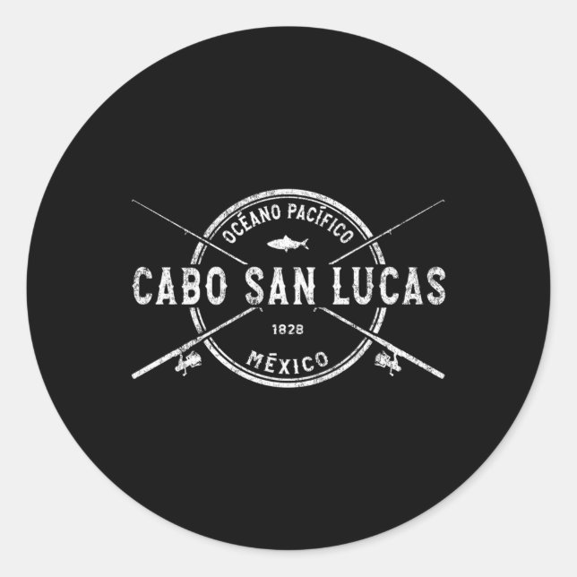 Cabo San Lucas Crossed Fishing Rods Runder Aufkleber (Vorderseite)