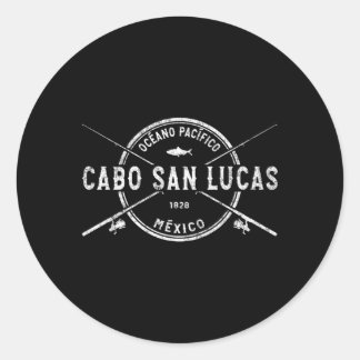 Cabo San Lucas Crossed Fishing Rods Runder Aufkleber