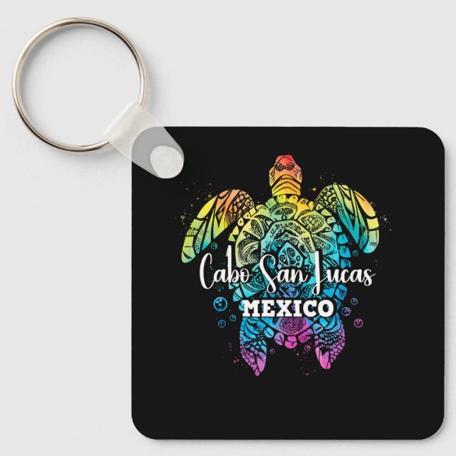 Cabo San Lucas Gefärbte Krawatte Sea Turtle Matchi Schlüsselanhänger (Vorderseite)