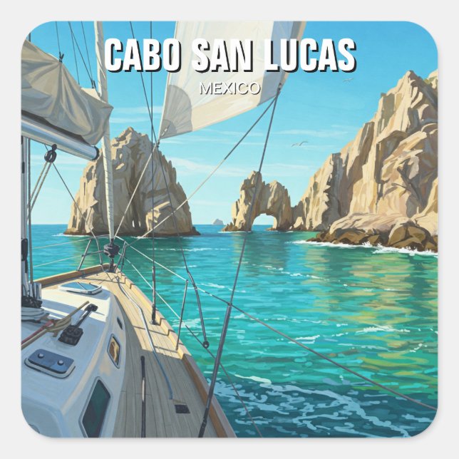 Cabo San Lucas Mexico El Arco Reisen Quadratischer Aufkleber (Vorderseite)