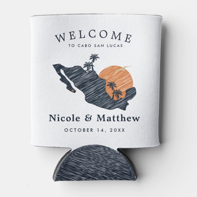Cabo San Lucas Mexico Navy Karte Hochzeit Willkomm Dosenkühler (Vorderseite)