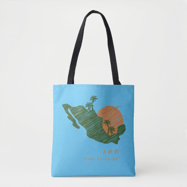 Cabo San Lucas Mexico Navy Karte Hochzeit Willkomm Tasche (Vorderseite)