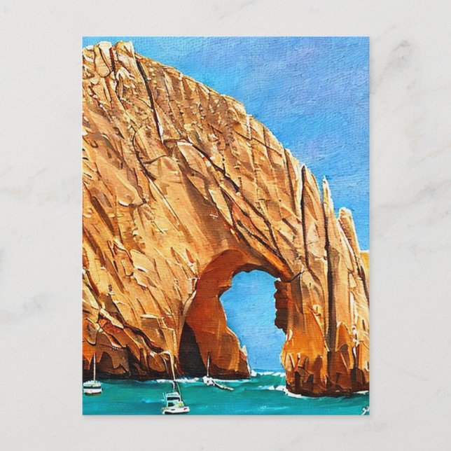 Cabo San Lucas Mexico Retro Malerei Postkarte (Vorderseite)