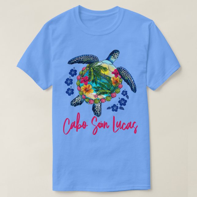 Cabo San Lucas Mexico Sea Turtle Hibiskus Summer T-Shirt (Design vorne)