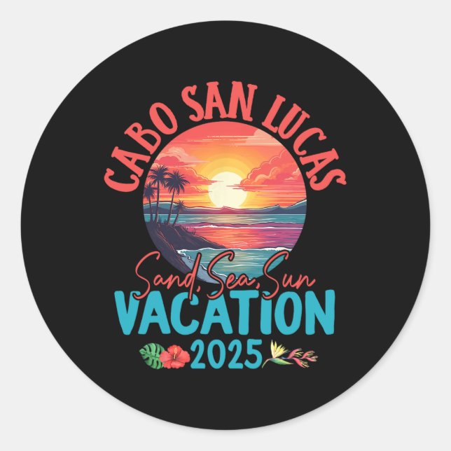 Cabo San Lucas Mexiko Urlaub 2025 Souvenir Match Runder Aufkleber (Vorderseite)