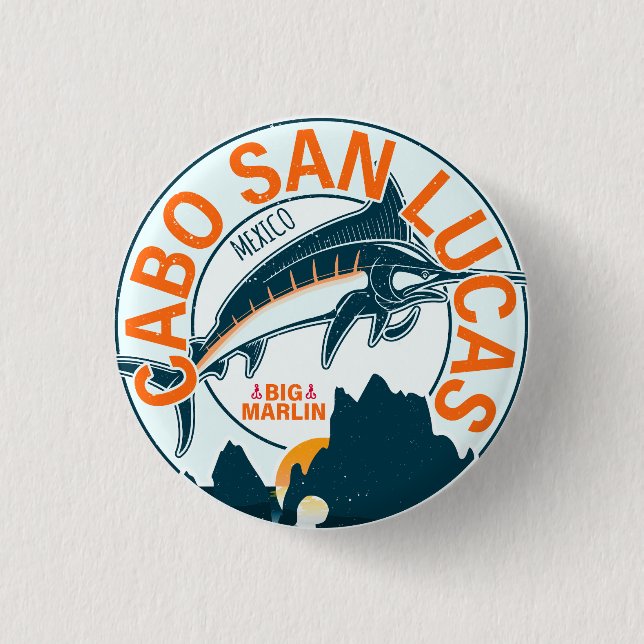 Cabo San Lucas Wasserfischen Segelfisch Vintag Button (Vorderseite)