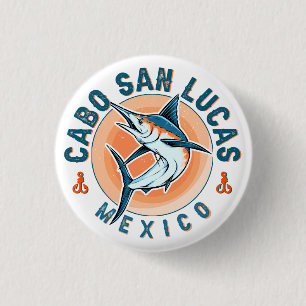 Cabo San Lucas Wasserfischen Segelfisch Vintag Button