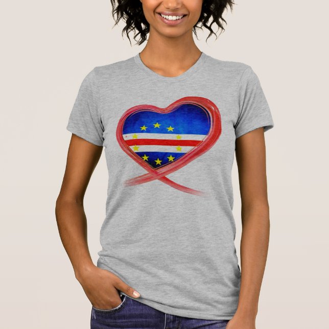 Cabo Verde Bow Herzenflagge T - Shirt (Vorderseite)