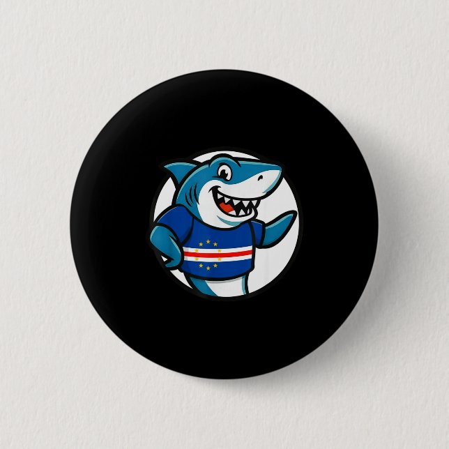 Cabo Verde Flag Shark Funny Cabo Verdean  Button (Vorderseite)