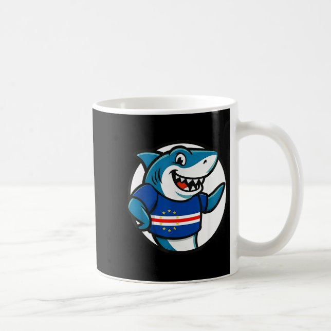 Cabo Verde Flag Shark Funny Cabo Verdean  Kaffeetasse (Rechts)