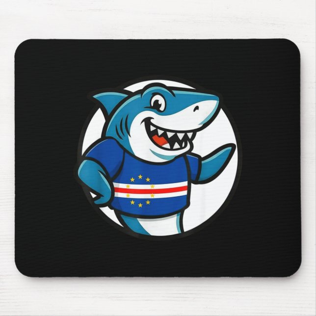 Cabo Verde Flag Shark Funny Cabo Verdean  Mousepad (Vorne)