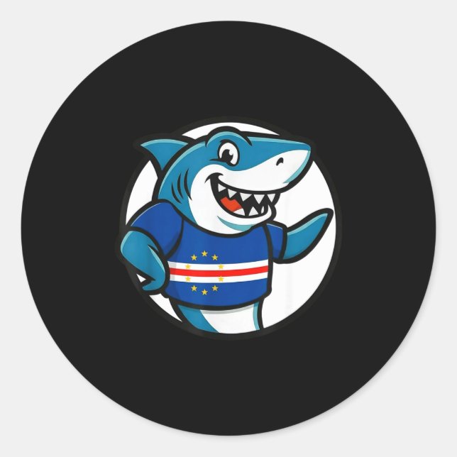 Cabo Verde Flag Shark Funny Cabo Verdean  Runder Aufkleber (Vorderseite)