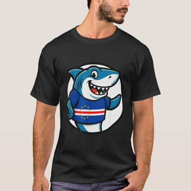 Cabo Verde Flag Shark Funny Cabo Verdean  T-Shirt (Vorderseite)
