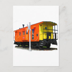Caboose- und Eisenbahnübergangszeichen Postkarte