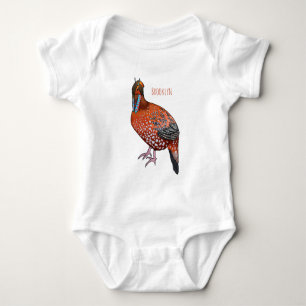 Cabot-Tragopan-Vogel-Cartoon-Illustration  Baby Strampler