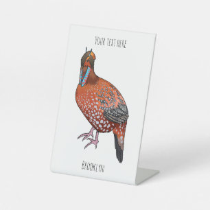 Cabot-Tragopan-Vogel-Cartoonsillustration Sockelschild