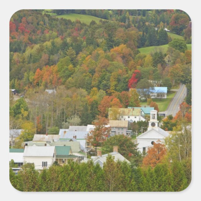 Cabot, Vermont im Herbst. Nordost-Königreich. Quadratischer Aufkleber (Vorderseite)