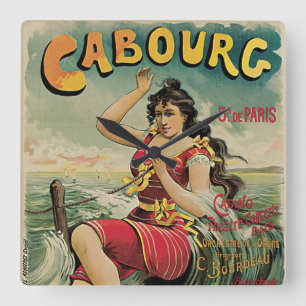 Cabourg, Frankreich Strandresort, Vintage-Reise-Ku Quadratische Wanduhr
