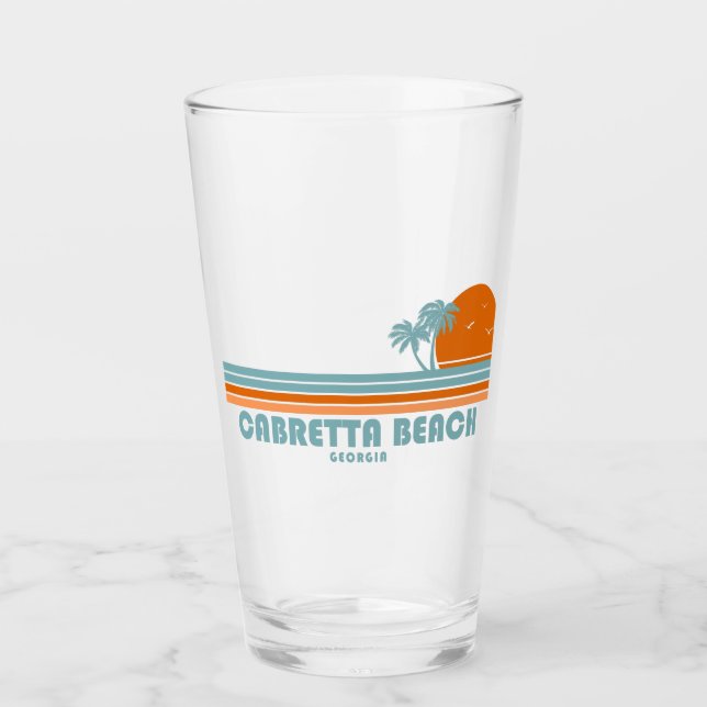 Cabretta Beach Sapelo Island Georgia Sun Palm Tree Glas (Vorderseite)
