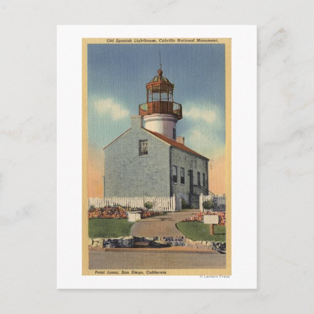 Cabrillo Nat'l Monument, Leuchtturm Point Loma Postkarte (Vorderseite)