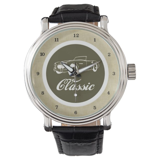 Cabrio Classic Car Retro Automobile der 50er Jahre Armbanduhr (Vorderseite)