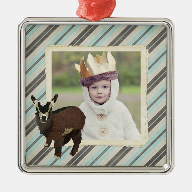 Cabrito (Flecken) Streifen-Foto-Verzierung Ornament Aus Metall (Vorne)