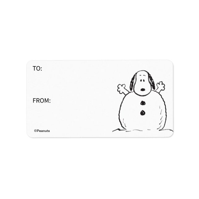 cacahuètes | Snoopy Jouer Snowman étiquette cadeau (Devant)