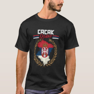 Čačak Serbien Reise Serbische Flagge Karte Srbija T-Shirt
