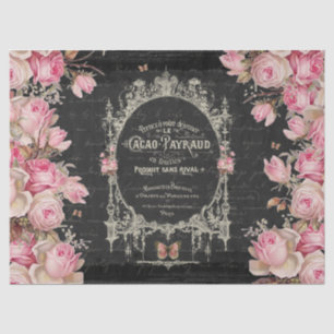 Cacao Chaud et Rose Rosa Schmetterlinge Dekoupage Seidenpapier