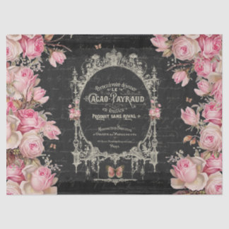 Cacao Chaud et Rose Rosa Schmetterlinge Dekoupage Seidenpapier