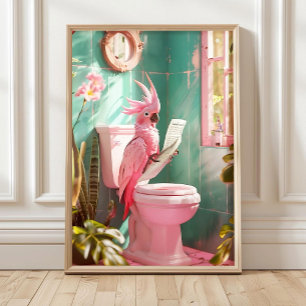 Cacatoès de salle de bain sur impression de toilet
