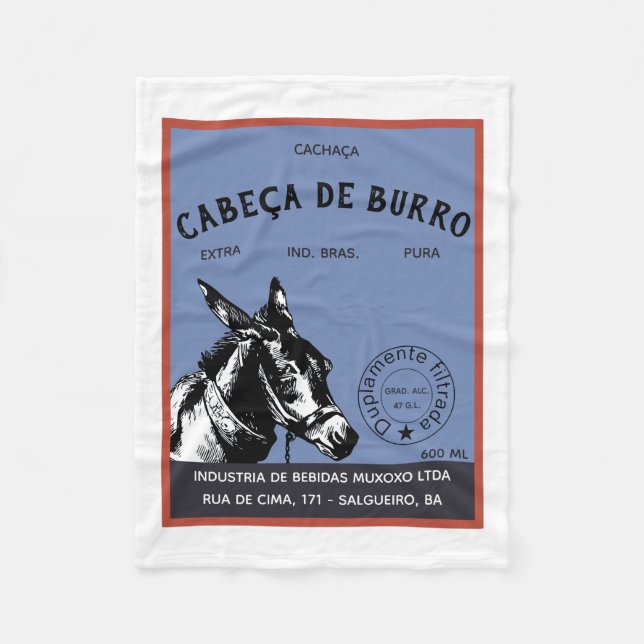 Cachaça Donkey Head-Label Fleecedecke (Vorderseite)