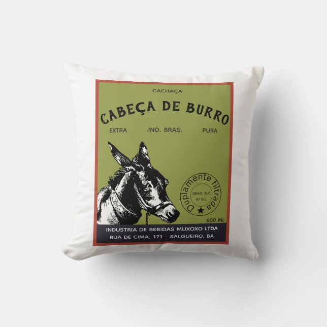 Cachaça Donkey Head-Label Kissen (Vorderseite)