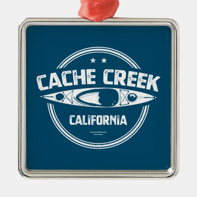 Cache Creek California Kayaking Ornament Aus Metall (Vorne)