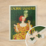 Cachou Lajaunie | Leonetto Cappiello<br><div class="desc">Cachou Lajaunie (1920) | Leonetto Cappiello präsentiert in seinem 1920 erschienenen Plakat für Cachou Lajaunie ein auffallendes Bild einer Rothaarfrau in einem kühnen roten und gelben Ziegenkleid, die elegant raucht und einen dunkelgrünen Hintergrund hat. Die lebhaften Farben und die dynamische Pose der Frau erwecken sofort die Aufmerksamkeit und reflektieren Cappiello'...</div>