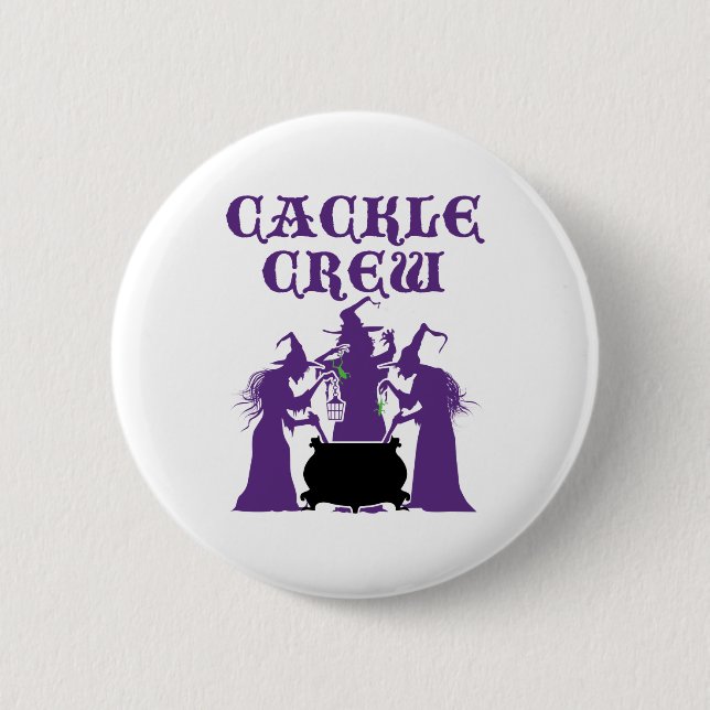 Cackle Crew Mittelalterliches Halloween Hexen Button (Vorderseite)
