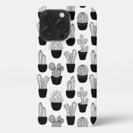 Cacti Black Line Art Pattern iPhone 13 Pro Hülle