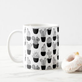 Cacti Black Line Art Pattern Kaffeetasse