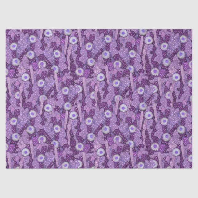 Cacti Camouflage, Blumenmuster, Lila Violett Seidenpapier (Vorderseite)