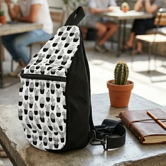 Cacti Line Art Muster Crossbody Bag (Von Creator hochgeladen)